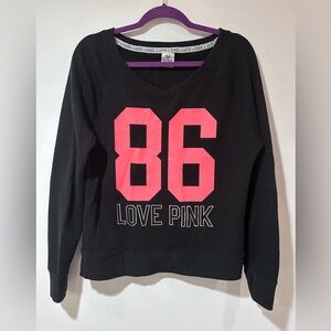 Victoria's Secret Black and Pink Graphic Hoodie
